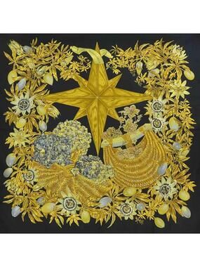 Auth Hermes Carre 90 Passiflores Scarf #323737H25B